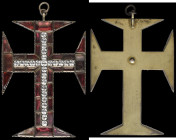 Portugal, Order of the Christ, sash badge, late 18th / early 19th century, in silver-gilt, the cross set with red crystal, the centre set with white p...