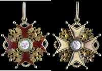 Russia, Order of St Stanislaus, Civil Division, Second Class neck badge, in gold and enamels, St Petersburg, after 1908, of good quality workmanship, ...
