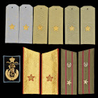 Russia, Single Shoulder Insignia of the 34th Sevsk Infantry Regiment, in bronze-gilt, mounted on velvet with cloth backing, good very fine; together w...