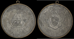 Alexander Davison’s Medal for Trafalgar, 1805, in white metal, within outer copper band, with suspension loop above, in white metal, some typical scuf...