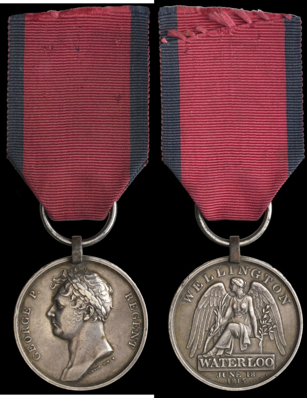 Waterloo, 1815, with original steel clip and contemporary split-ring suspension ...