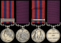 An India General Service and L.S.G.C. Pair awarded to Sergeant J. Goodhart, Royal Artillery, comprising: India General Service, 1854-1895, single clas...