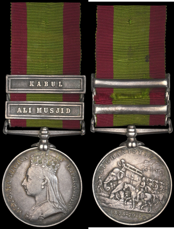 Afghanistan, 1878-1880, 2 clasps, Ali Musjid, Kabul (Dafr. Fakira Corps of Guide...
