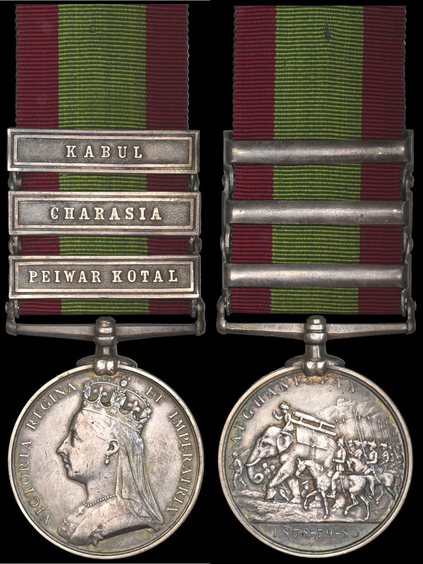 Afghanistan, 1878-1880, 3 clasps, Peiwar Kotal, Charasia, Kabul (1612 Pte J. Dou...