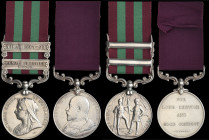 An India General Service and Army Long Service & Good Conduct Pair awarded to Sergeant A. E. Harrison, Royal Horse Artillery, comprising: India Genera...