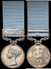 Army of India, 1799-1826, single clasp, Nepaul, long hyphen type, engraved in a running script (Sepoy Pertab Pathuk. 2nd Battn. 26th N.I.), light surf...