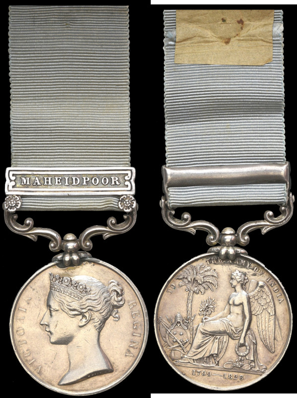Army of India, 1799-1826, single clasp, Maheidpoor, long hyphen type, engraved i...