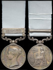 Army of India, 1799-1826, single clasp, Bhurtpoor, short-hyphen reverse type, engraved in a running script (Sepoy Hurbunse Sing. 36th N.I), extremely ...
