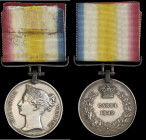 Cabul 1842, engraved in a running script (Trooper Deena Sing 5th Lt. Cavy.), with original steel clip and bar suspension, official correction to rank ...