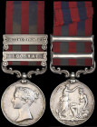 India General Service, 1854-95, 2 clasps, Northwest Frontier, Looshai, engraved in a running script (Rifleman Tilluckram Poon, 2d Goorkha Regt), good ...