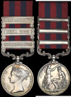 India General Service, 1854-95, 3 clasps, Naga 1879-80, Burma 1885-87, N.E. Frontier 1891, engraved in a running script (Sepoy Woomanath Opudia 44th R...