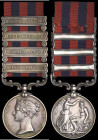 India General Service, 1854-85, 4 clasps, Burma 1885-7, Burma 1887-89, Samana 1891, Hazara 1891, engraved in an elegant running script (Fazl Azim. Pol...