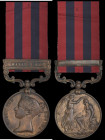 India General Service, 1854-95, bronze issue, single clasp, Hazara 1891, engraved in running script (2393 Muleteer Imamdin Comt. Transport Deptt.), li...
