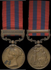 India General Service, 1854-95, single clasp, Waziristan 1894-95, in bronze, engraved in a running script (Cook Buta 20th Bl. Infy), collector’s mark ...