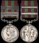 India General Service, 1895-1902, 2 clasps, Punjab Frontier 1897-98, Malakand 1897, impressed in small capitals (2833 Sepoy Akbar 24th Bl: Infy:), bet...