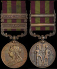 India General Service, 1895-1902, bronze issue, 2 clasps, Punjab Frontier 1897-98, Tirah 1897-98, engraved in a running script (124 Dandy Bearer Bhood...