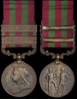 India General Service, 1895-1902, bronze issue, 2 clasps, Punjab Frontier 1897-98, Tirah 1897-98, engraved in a running script (Kneader Abbas Ali. C.T...