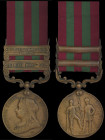 India General Service, 1895-1902, bronze issue, 2 clasps, Punjab Frontier 1897-98, Tirah 1897-98, engraved in a running script (Mochi Salim Din No.1 K...