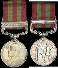 India General Service, 1895-1902, single clasp, Waziristan 1901-2, engraved in a running script (Offg. Naib Tahsildar Mr T. Williams. Political Deptt....