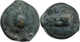 Greek Italy. Northern Apulia, Luceria. Heavy series. AE Cast Biunx, c. 225-217 BC. Obv. Scallop shell. Rev. Astragalus; in field, two pellets. HN Ital...