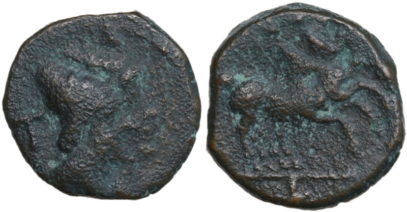 Northern Apulia, Luceria. LT Series. AE Semuncia, c. 211-210 BC. Obv. Jugate hea...