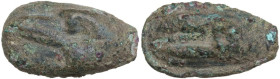 Sicily. Akragas. AE Cast Onkia, c. 450-425 BC. Obv. Eagle's head left. Rev. Crab's claw left. HGC 2 130; CNS I 147. AE. 4.94 g. 21 x 11 mm. Good VF.