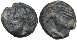 Sicily. Akragas. AE Litra, c. 338-317 BC. Obv. ΑΚΡΑΓΑ. Laureate head of Zeus left. Rev. Eagle standing left on hare, head lowered. HGC 2 164; CNS I 11...