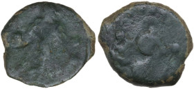 Sicily. Halykiai. AE 15.5 mm, 408-407 BC. Obv. Nymph standing left sacrificing with oinochoe above altar; to right, branch. Rev. Herakles standing rig...
