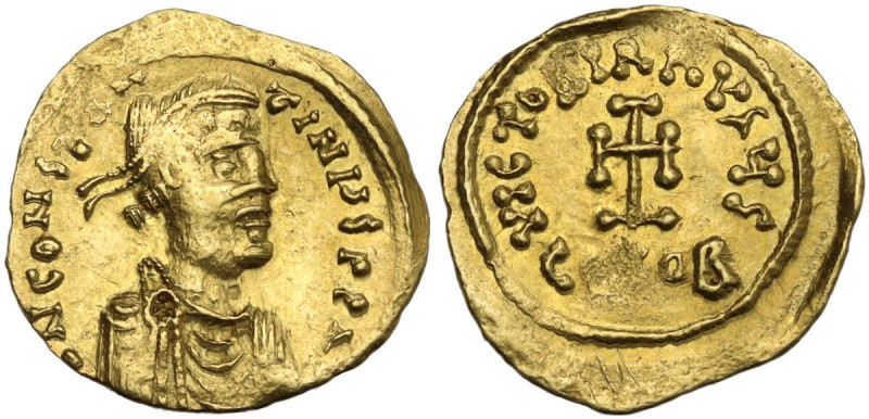 Constans II (641-668). AV Tremissis. Constantinople mint, 641-666 AD. Obv. DN CO...