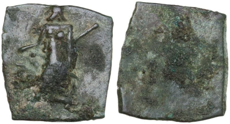 Anonymous AE square Tessera, 1st century BC. Obv. Female figure standing facing,...