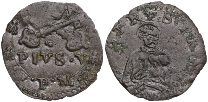 Ancona. Pio V (1566-1572), Antonio Michele Ghislieri. Quattrino. CNI 37; M. 60; ...