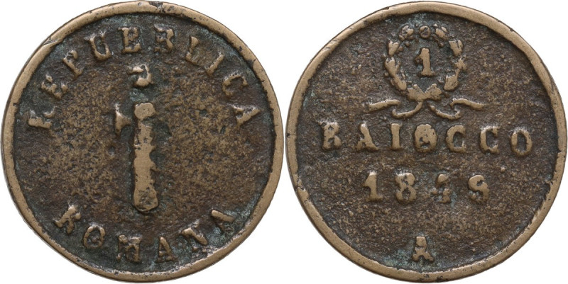 Ancona. Repubblica Romana (1849). Baiocco 1849. Pag. (Regno) 8; Villoresi 334. A...