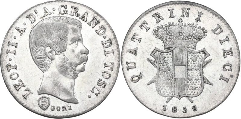 Firenze. Leopoldo II di Lorena (1824-1859). Da 10 quattrini 1858, GORI (Luigi Go...