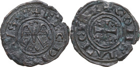 Messina o Palermo. Federico II di Svevia (1197-1250). Denaro. Sp. 88 (Brindisi); Travaini 1993 16; D'Andrea 97. MI. 0.78 g. 18.00 mm. BB/BB+.