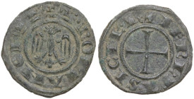Messina. Federico II di Svevia (1197-1250). Mezzo Denaro 1244. Sp. 134; Travaini 1993 39a; D'Andrea 170. MI. 0.47 g. 13.00 mm. qSPL.