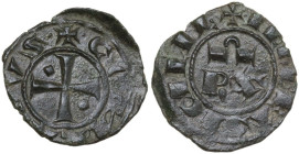 Messina. Corrado I di Svevia (1250-1254). Mezzo denaro. Sp. -; Travaini 1993 52a; D'Andrea 205. MI. 0.52 g. 13.00 mm. RR. SPL.