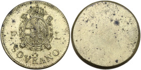 Milano. Peso della sovrana, sigle FL; primo quarto del XIX sec. Area di produzione: Milano. Zavattoni 1052. Ottone. 11.16 g. 25.00 mm. SPL.