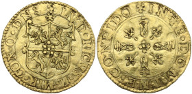 Mirandola. Ludovico II Pico (1550-1568). Scudo d'oro del sole. CNI 6/7; MIR (Emilia) 501. AU. 3.40 g. 24.50 mm. Proveniente da montatura. qBB.