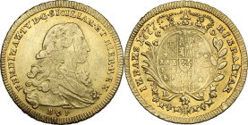 Napoli. Ferdinando IV di Borbone (1759-1816). 6 ducati 1777 sigle CC/C (Cesare Coppola maestro di zecca e Giovan Battista Cangiano maestro di prova). ...