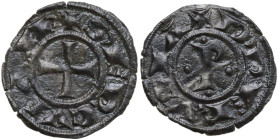Perugia. Repubblica (1260-1506). Denaro picciolo. CNI tav. XIV, 10; Finetti 1. MI. 0.48 g. 16.00 mm. Questa è la prima moneta emessa dalla zecca di Pe...