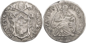 Roma. Paolo V (1605-1621) Camillo Borghese. Testone 1610. CNI 241/244; M. 58; Berm. 1556. AG. 9.45 g. 29.50 mm. qBB/BB.