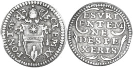 Roma. Clemente XI (1700-1721),Giovanni Francesco Albani. Mezzo grosso. CNI 254; M. 161; Berm. 2440. AG. 0.71 g. 15.00 mm. R. Colpo al ciglio, altrimen...