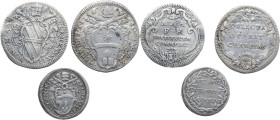 Roma. Clemente XI (1700-1721), Giovanni Francesco Albani. Lotto di tre (3) monete: giulio A. VI (Clemente XII), giulio A. XI e grosso A. VI. AG.