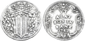 Roma. Benedetto XIV (1740-1758), Prospero Lambertini. Grosso 1749 A. IX. CNI 240; M. 137a; Berm. 2764. AG. 1.20 g. 19.00 mm. NC. BB+.