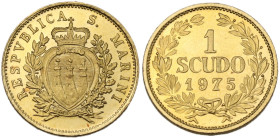 San Marino. Monetazione attuale (dal 1972). Scudo in oro 1975. Fried. 6. AU. 2.95 g. 16.00 mm. FDC.