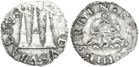 Urbino. Guidobaldo II della Rovere (1538-1574). Soldo o baiocchetto. CNI tav. XXIX, 4; Cav. 127. AG. 0.31 g. 13.00 mm. SPL.