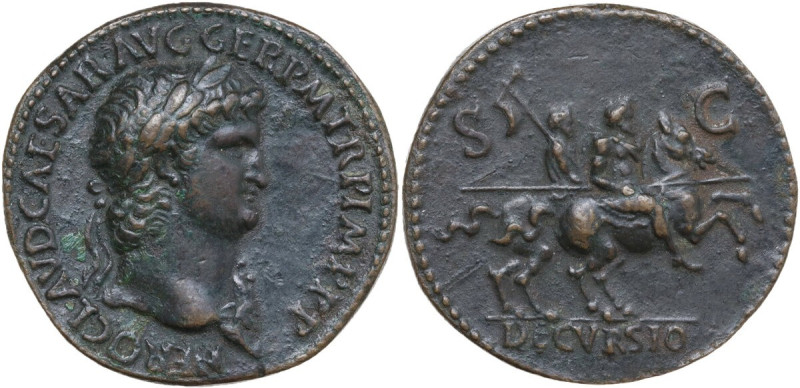 Nerone (54-68). Medaglia coniata al tipo del sesterzio (padovanino). D/ NERO CLA...