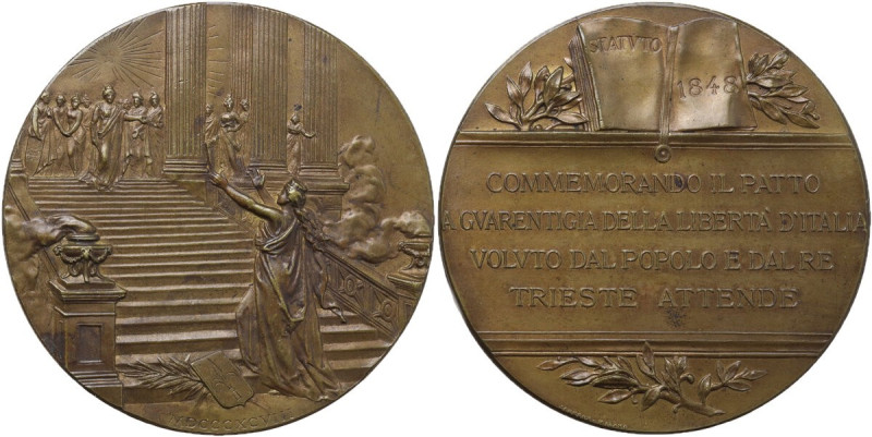 Medaglia 1898, per il cinquantesimo dello Statuto Albertino. Trieste. Johnson Ve...