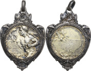 Medaglia premio gara podistica, con montatura e appiccagnolo. Primo quarto XX sec. AR. 52.50 mm. Tracce di doratura. qSPL.