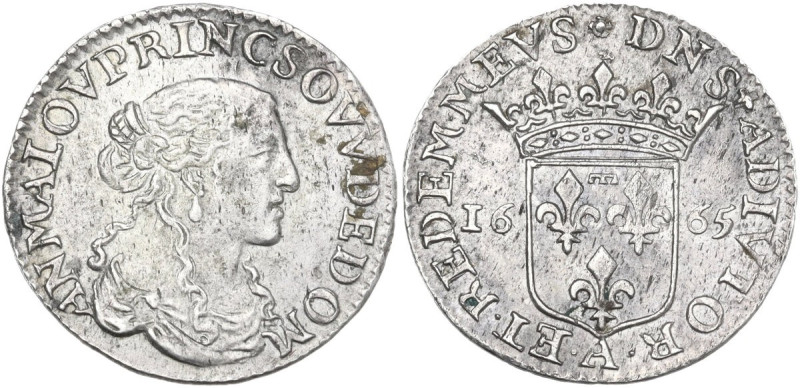 France. Anne Marie Louise de Bourbon (1650-1693). Luigino or 1/12 of Ecu. Dombes...